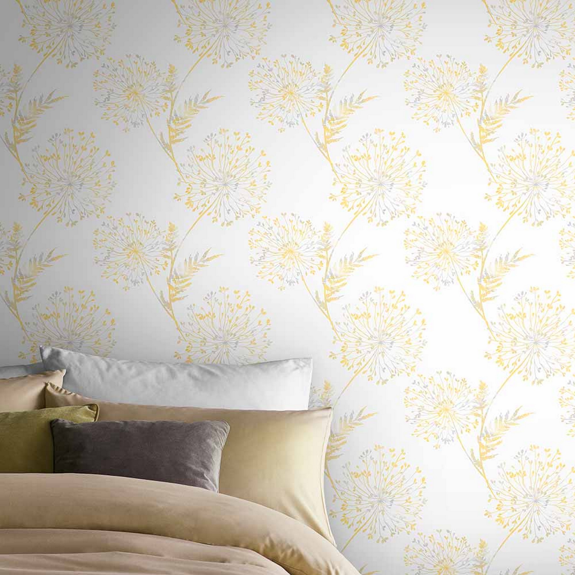 Wish Floral Wallpaper 106434 By Graham Brown In Summer Yellow